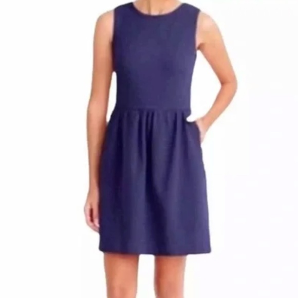 J. Crew Factory Royal Blue Fit Flare Cotton Dress - Picture 1 of 11